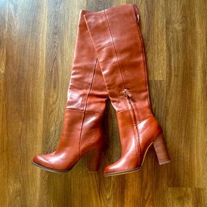 Red Leather Over the Knee Boots